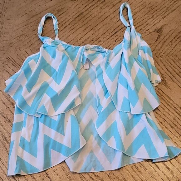 Blue and white crop top open back size small. - Picture 2 of 4